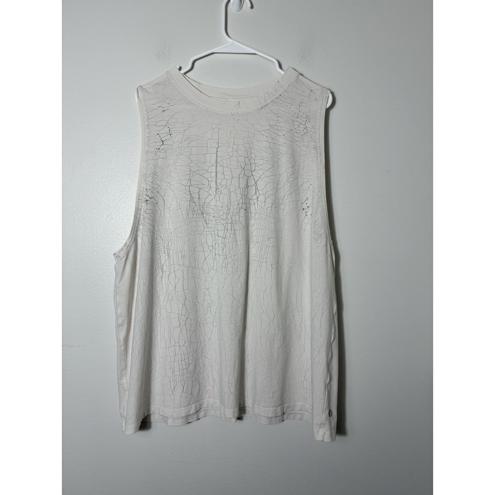 Lululemon Women's Tank Top Sz 18 White Marble Athletic Small Spot C Pics